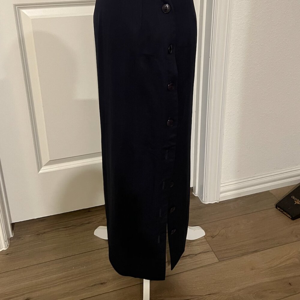 CLASSIC Vintage KGR / Deep Navy Blue / Midi / Side Button /Straight Skirt / Sz 2